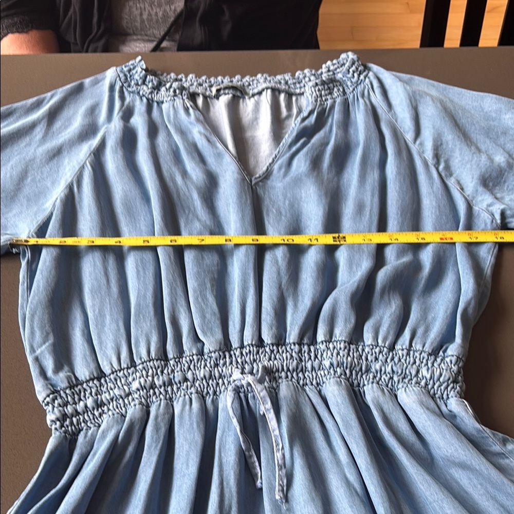 Dex Blue Tunic Midi Dress with Tie Front L - Picture 6 of 11